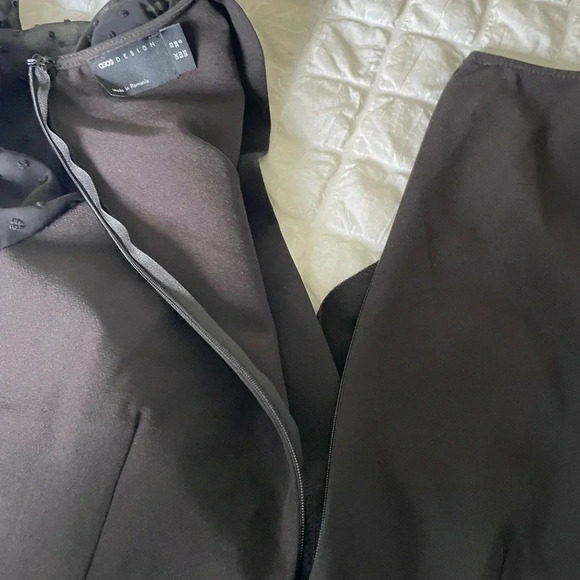 ASOS black chiffon sleeve front tie mini dress - Picture 8 of 9